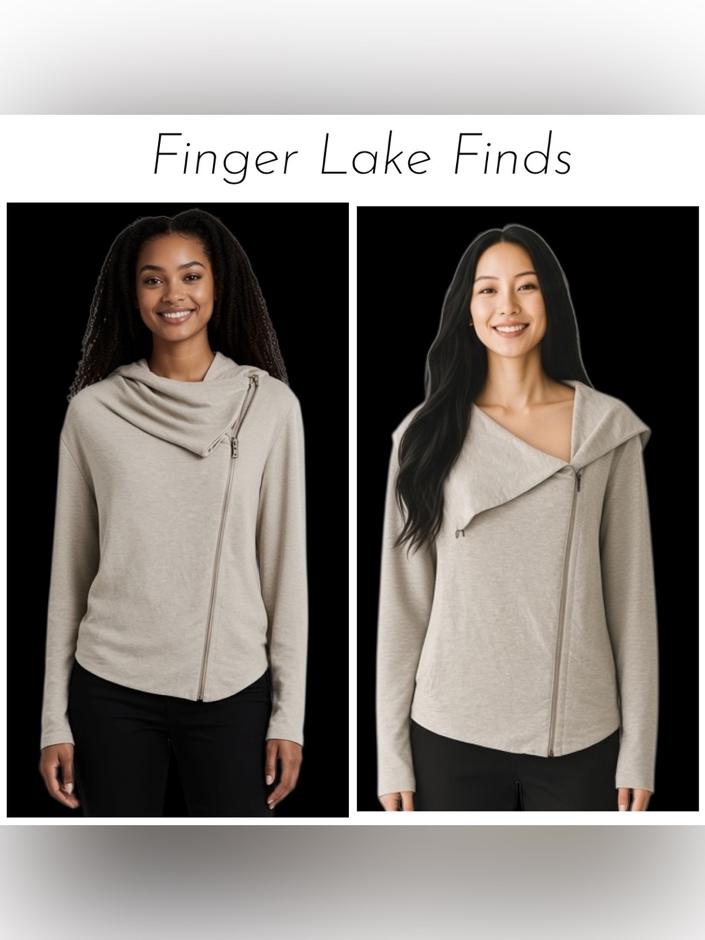 Katherine Barclay Grey Viscose Zip Front Jacket, M